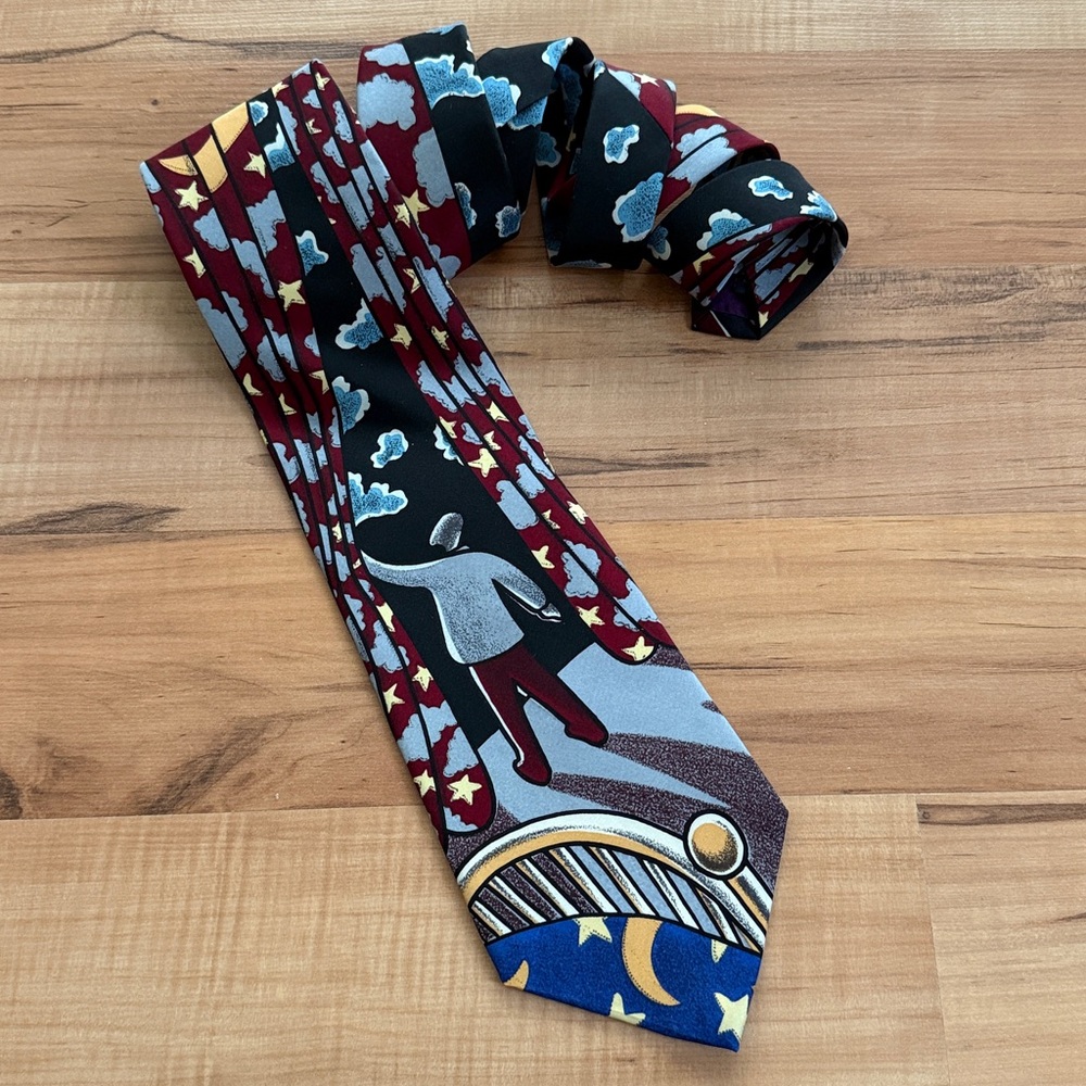 Men’s VINTAGE 100% Silk BEATLES 1991 Let It Be Artistic Tie with Abstract Design